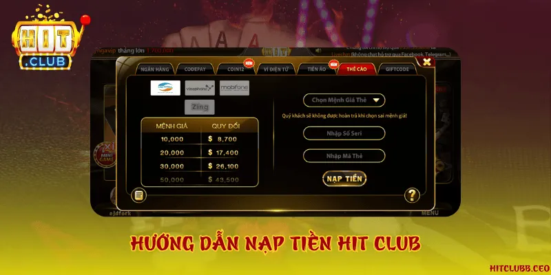 Nạp tiền Hit Club